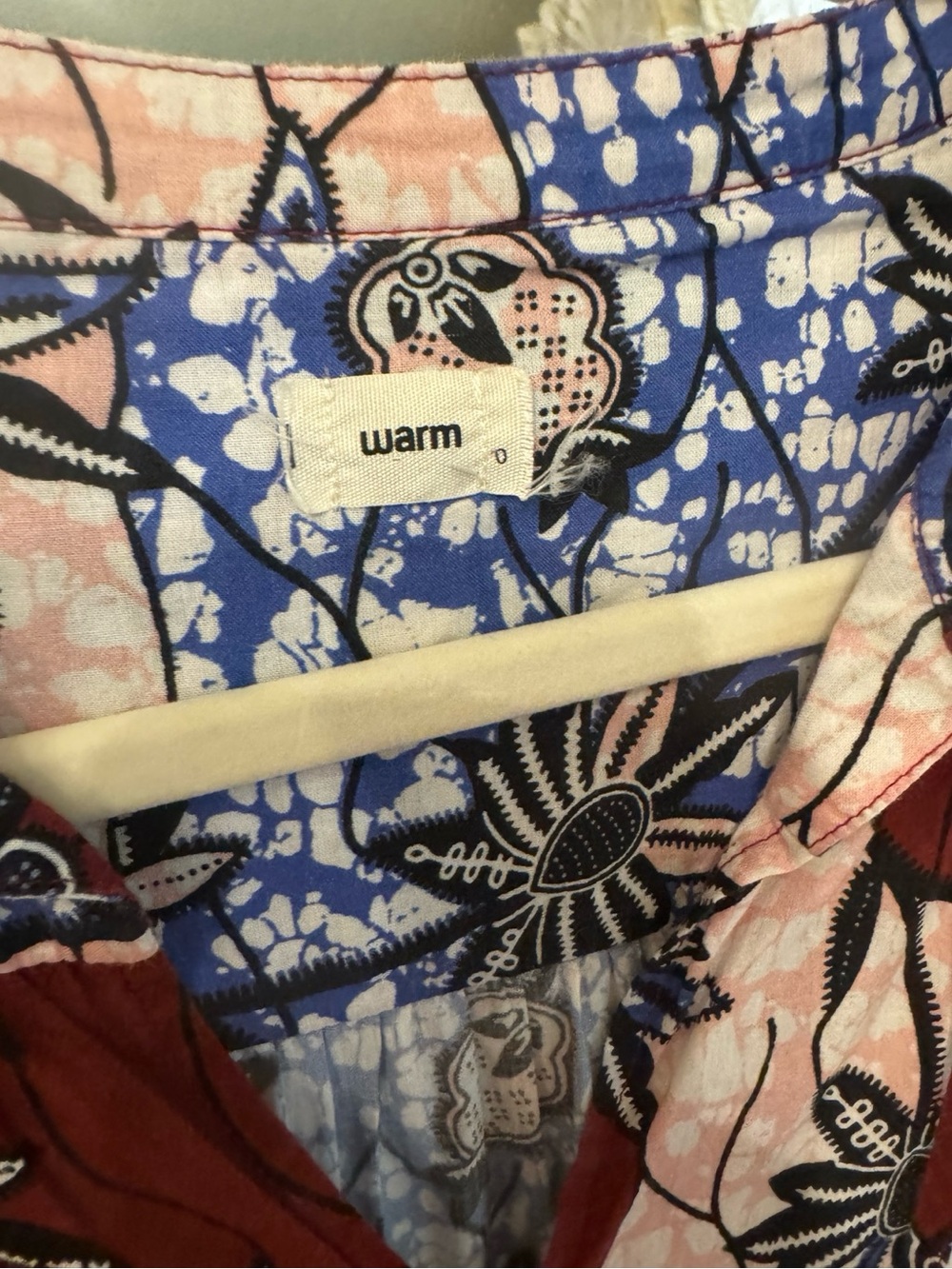 Warm Red, Blue and Cream Floral Patchwork Dress - Picture 3 of 4